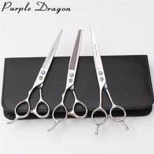 7" Left-Hand Purple Dragon Dogs Grooming Shears Straight Shears Thinning Scissors Pets Scissors Cats Flur Clipper Add Bag Z3006 2024 - buy cheap