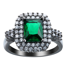 2018 new design black gun plated green stone finger ring for women christmas gifs red zircon vintage jewelry Distribution 2024 - buy cheap