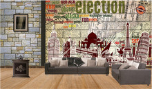 Custom 3D murals,retro brick wall in English newspaper papel de parede,hotel coffee shop living room TV wall bedroom wallpaper 2024 - buy cheap