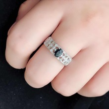 Темно-синий сапфир 4*6 мм годовщина день рождения кольцо для женщин Твердое Серебро 925 пробы хорошее ювелирное изделие 2024 - купить недорого
