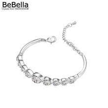 BeBella-pulsera de cristal con forma de corazón para mujer, brazalete con cristales Swarovski, joyería de moda para niña, regalo de Navidad, 6 colores 2024 - compra barato