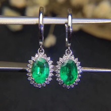Emerald earring Free shipping Natural real emerald 925 sterling silver Earring 2024 - buy cheap