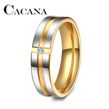 Женские и мужские кольца CACANA, кольца из нержавеющей стали с кубическим цирконием 2024 - купить недорого
