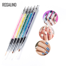 ROSALIND 5 шт./компл., двухсторонний дизайн ногтей, акриловый цветок, рисунок, подводка для рисования, кисти, кисть, карандаш для маникюра, инструменты 2024 - купить недорого