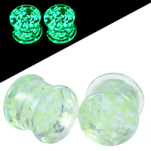 2PCS Glass Glow in the Dark Earrings Green Ear Plugs and Tunnels Earring Gaugs Flesh Ear Stretchers Sexy Body Jewelry Piercings 2024 - buy cheap