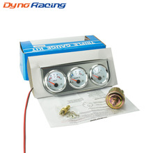 Chrome 2''52MM Triple gauge kit Voltmeter Water temp gauge Oil pressure gauge with Sensor Car Meter YC100895 2024 - купить недорого