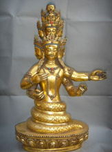 Estátua do buda, envio rápido, usps para os eua s2434 23 ", bronze tibetano, ouro, 5 cabeças, cobra, naga, deusa naga 2024 - compre barato