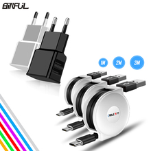 Cabo micro usb retrátil para samsung galaxy, cabo retrátil de 1/2/3 metros para j3/j5/j7 2017 a3/carregador portátil a5/a7 2016, cabel 3 m longo 2024 - compre barato