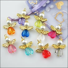 New 10Pcs Gold Color Wings Mixed Heart Dancing Angel Charms Pendants 22x30mm 2024 - buy cheap