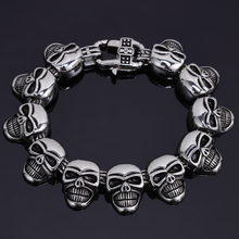 Gothic Full Skull Heads Chain Bracelet For Men Punk Rock Men's Bracelets Bike Jewelry On Hand 316L Stainless Steel Accessories 2024 - buy cheap