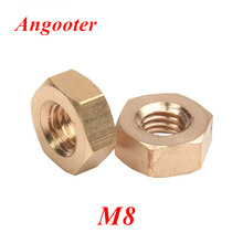 50pcs DIN934 M8 Brass Hex Nuts Threaded m8 Copper Brass Hexagon Nut Hex Nuts 2024 - buy cheap