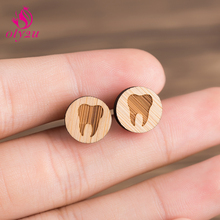 Oly2u Wooden Tooth Shaped Punk Stud Earrings Trendy Gothic Doctor Nurse Cos Wear Femme Party Jewelry 2024 - buy cheap