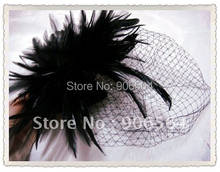 Vintage Feather Fascinator Hats Kentucky Party Hats Cover Fase Veils Women Bridal Wedding Hair Accessories Wholesale 6Pcs/Lot 2024 - купить недорого