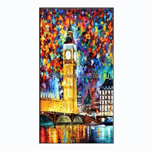 Modern City night view palette knife oil painting bright color Wall art on canvas For Home Decor Hand Painted 2024 - buy cheap