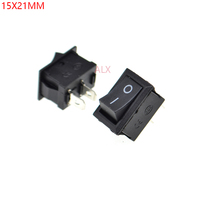 Mini interruptor basculante de botón de encendido/apagado, 10 Uds., KCD1-101 SPST, 2 pines, color negro, 6A/250V, 10A/125V, 15x21MM, 15x21, 2 pines 2024 - compra barato