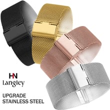 2018 Full Stainless Steel Mesh Watchband Size 12 14 16 18 20 22 24 Mm Wrist Watch Band Gold Black Hook Buckle Strap Accessories 2024 - buy cheap