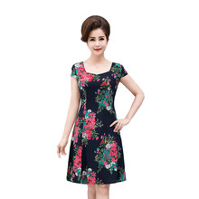 New 2019 Women Summer Dress Plus Size 4XL Loose Elegant Short Sleeve Dress Flower Print Dress RE2332 2024 - buy cheap