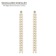 Neoglory Fsahion Light Yellow Gold Color Zircon Long Drop Earring Party Jewelry for Women Gifts 2020 Hot New Arrival GJ 2024 - buy cheap