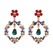 Qiaose-pendientes colgantes de diamantes de imitación de cristal para mujer y niña, joyería de moda, accesorios bohemios 2024 - compra barato