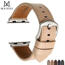 MAIKES Genuine Leather Watch Accessories For Apple Watch Bands 44mm 42mm & Apple Watch Strap 40mm 38mm iwatch Series 3 2 1 2024 - buy cheap