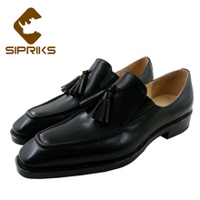 Sipriks-mocasines de borla negra para hombre, zapatos italianos personalizados con cordones, suela de cuero, sin cordones, 2020 2024 - compra barato