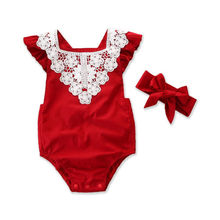 Рождественский хлопковый кружевной комбинезон для новорожденных девочек; комбинезон; одежда; пляжный костюм 2024 - купить недорого