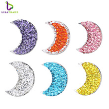 Snap Jewelry 5PCS "Moon"  rhinestone delicate snap button  fit  for Snap Button bracelet and pendant  LSSN022*5--LSSN022-6*5 2024 - buy cheap