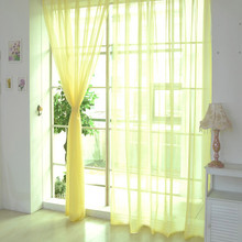 Dreamful Pure Yellow Transparent French Window Curtain Washable Voile Valances Lightweight Drape Sheer Tulle Door Curtain#30 2024 - buy cheap