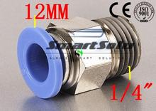 5 pçs/lote frete grátis tubo de conexão 12 mm mangueira em 1/4 " bsp conector de ar montagem PC12-02 2024 - compre barato