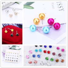 Popular Small Simple Drop Cystal Multiple Stud Earrings For Women New Brilliant Delicate Stud Earrings Set Girls Trendy Jewelry 2024 - buy cheap