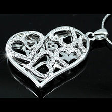 Peacock Star 3D Heart Pendant Austrian Crystals Necklace CSN150 2024 - buy cheap