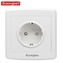 Bcsongben EU standard power wall plug socket, white high-grade plastic pc panel, AC 110~250V 16A wall socket kitchen socket 2024 - buy cheap
