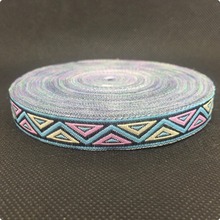 HOT!!!2015 NEW ribbon wholesale 1/2' 13mm 17yard/sets 100% polyester Woven Jacquard ribbon Blue/pink/yellow wavy lace 2024 - buy cheap