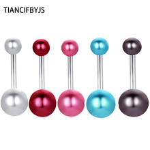 Tiancfbyjs perla color bola ombligo barra 100 Uds 6 colores mezcla ombligo anillo piercing de cuerpo en forma de pesa joyería de verano joyería 2024 - compra barato