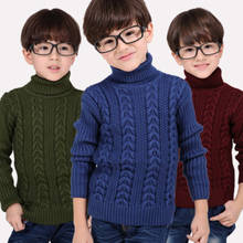 2018 пуловер для мальчиков, свитера, 5 цветов, Осень-зима, корейская мода, толстый вязаный свитер с высоким воротом, От 3 до 16 лет, детская одежда 2024 - купить недорого