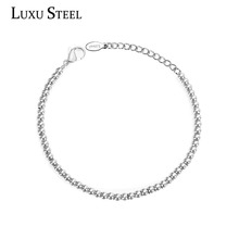 LUXUSTEEL 4mm Silver Color Ball Beaded Bracelets For Women/Men Stainless Steel Lobster Clasp Extender Chain Bracelets Wholesale 2024 - buy cheap