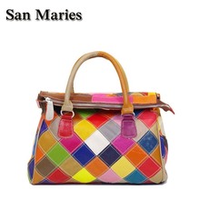 San maries-bolsa feminina de alta qualidade estilo carteiro, bolsa tiracolo em couro legítimo, colorida, dobrável, de ombro 2024 - compre barato