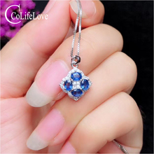 100% natural sapphire pendant 4 pieces blue sapphire silver pendant 925 silver sapphire jewelry birthday gift for woman 2024 - buy cheap