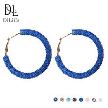 DiLiCa Trendy Round Geometric Statement Earrings for Women Alloy Crystal Drop Dangle Earrings Costume Jewelry Charms Earring 2024 - buy cheap