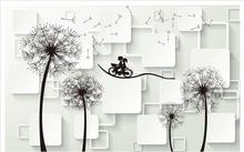 Papel tapiz de murales personalizados para papel pintado con foto 3D, mural de dibujos animados de diente de león para amantes de la bicicleta, ajuste de papeles tapiz decoración del hogar 2024 - compra barato