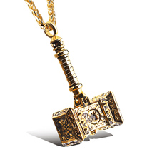 Colar thor com pingente de martelo, masculino hip hop dourado 316l de aço inoxidável joias de rock 2024 - compre barato