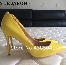 YUE JABON Brand Shoes 8 10 12CM Heels Women Shoes Pumps Stiletto Bright Yellow Sexy Party High Heels Shoes Dress shoes for women 2024 - buy cheap