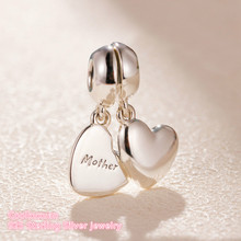 Mother's Day Original 100% 925 Sterling Silver Mother & Son Love Dangle Charm two hearts beads Fits Brand bracelets diy 2024 - compre barato