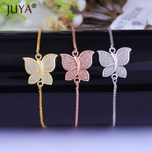 Gold Rose Gold Color Trendy Simple Adjustable Chain Copper Zircon Butterfly Bracelets For Women pulseras mujer moda  2024 - buy cheap