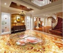 custom floor-adhesives Romantic floral marble 3d floor luxury wall paper 3d floor pvc waterproof wallpaper for bathrooms 2024 - buy cheap