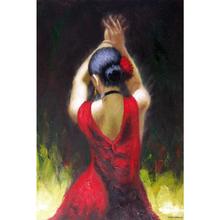 Handmade art pintura a óleo Dançarina de Flamenco menina No Vestido Vermelho imagem para a decoração do quarto do retrato da mulher 2024 - compre barato