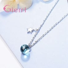 Attractive Nice Blue Crystal Rhinestone Bead Tiny Cute Star Pendant Necklace For  Girl Women Jewelry 925 Sterling Silver 2024 - buy cheap