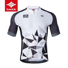 Santic Men Short Sleeve Cycling Jersey Quick Dry MTB Road Bike Shirt Men's Summer Breathable Reflective Bicycle Riding Clothing 2024 - buy cheap