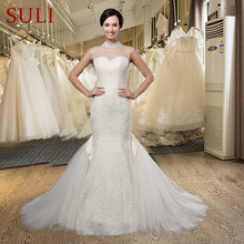 SL008 Elegant Sweet Lace appliques Mermaid Wedding Dress Romantic luxury beaded High-neck sexy Bridal Gown vestido de noiva 2024 - buy cheap