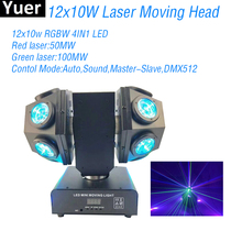 New 12x10W RGBW 4IN1 LED Beam Laser Moving Head Light DMX512 Disco Ball Sound Party Light DJ Bar Club Moving Head lights 2024 - buy cheap